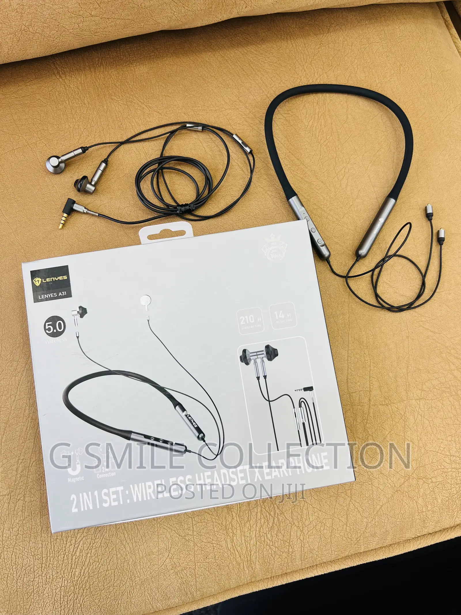 Lenyes A31, 2 in 1 Set Wireless Neckband and Earphones