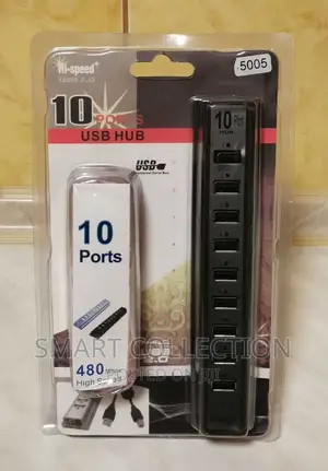 Splitter With 10-Port USB Hub With External Power Supply