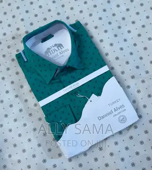 Mens Shirt Green Cotton