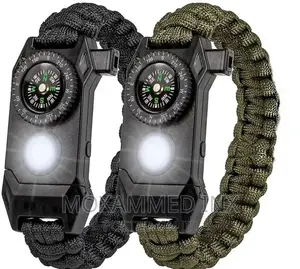 5 in 1 Bracelet Watch Compass Whistle Mini Knife Torch
