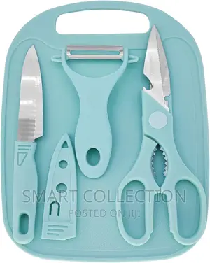 A Set Of Chopping Board,Knife, Scissors Peeler