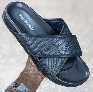 BALENCIAGA Original Black Material Leather