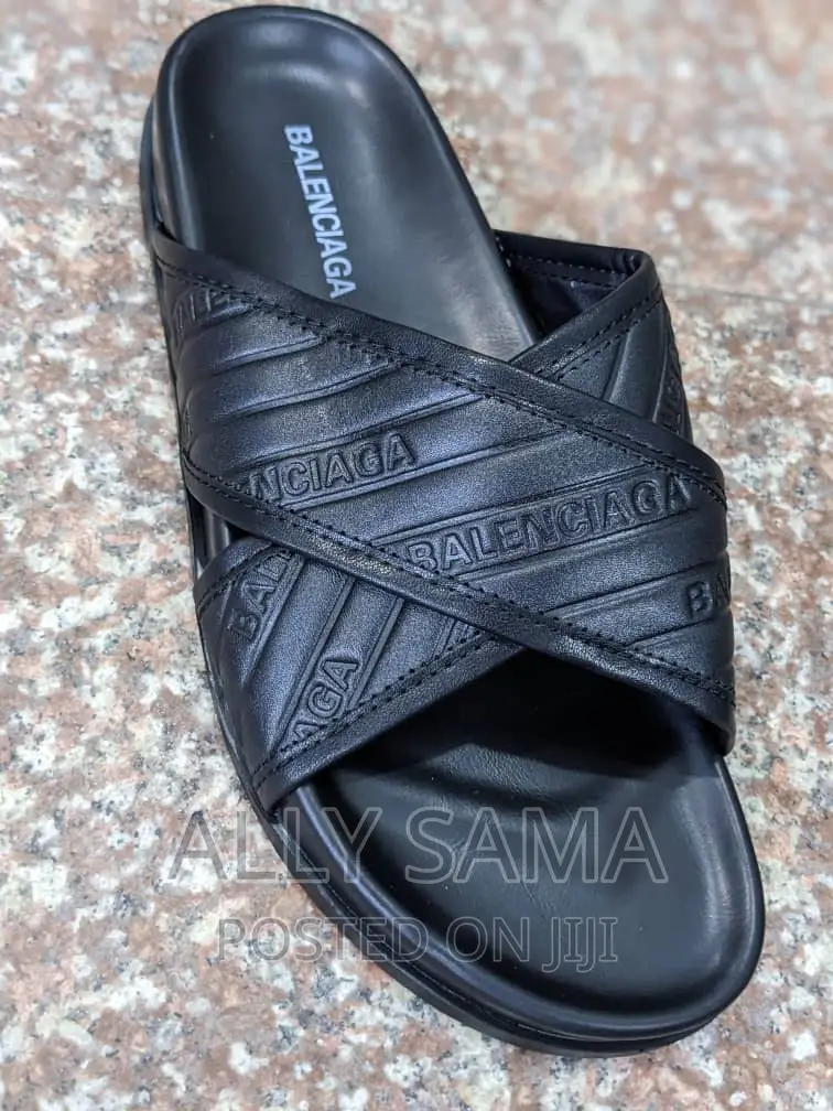 BALENCIAGA Original Black Material Leather