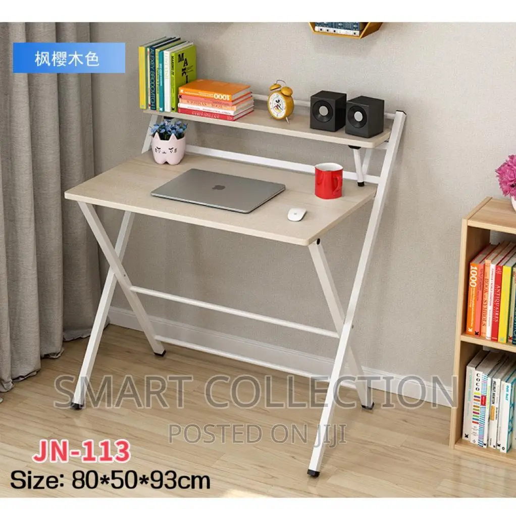 Small Desk With Shelf, Foldable Table Without Assembly
