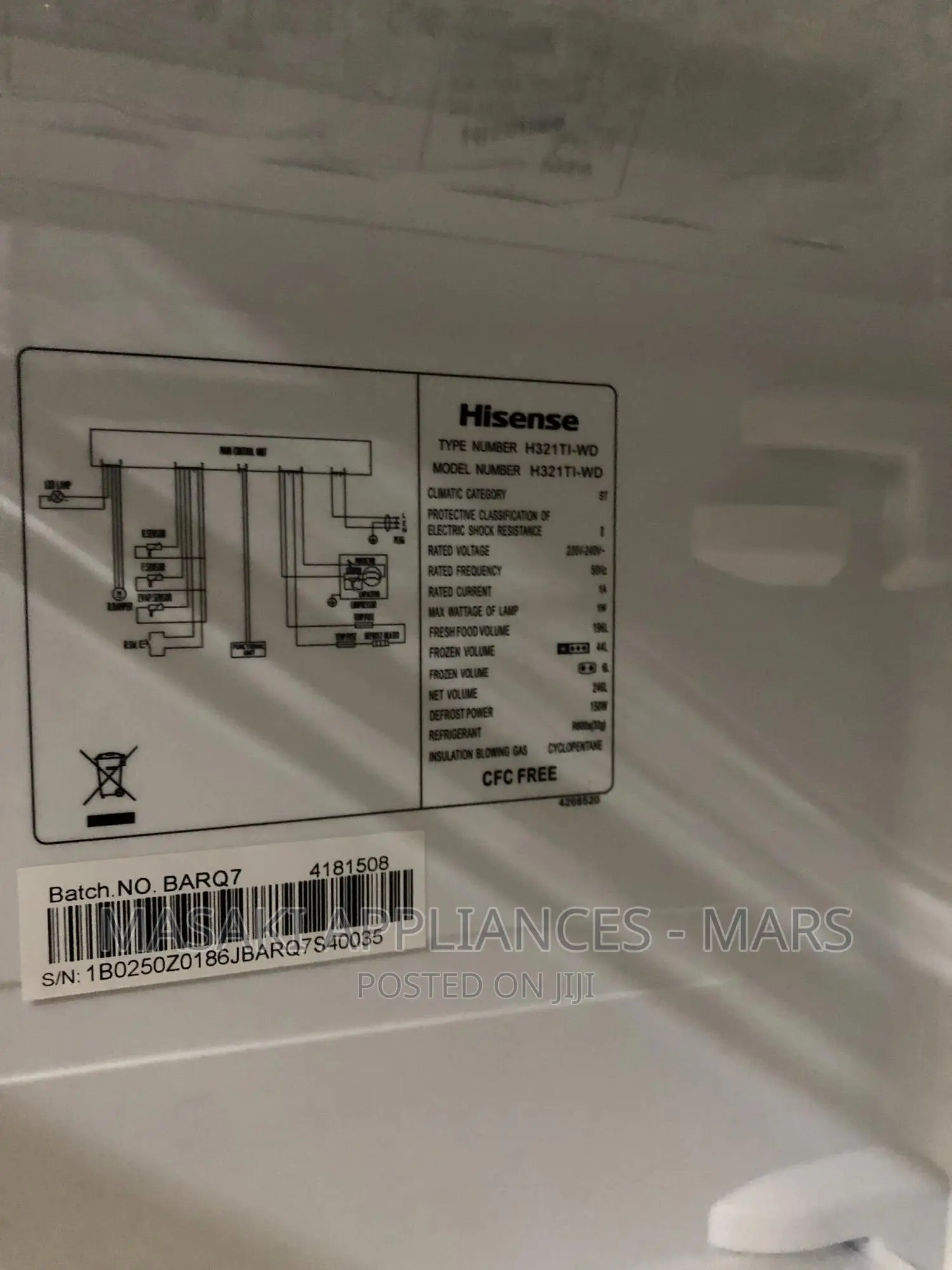 New Hisense 247l Double Door Refrigerator | H321ti-Wd
