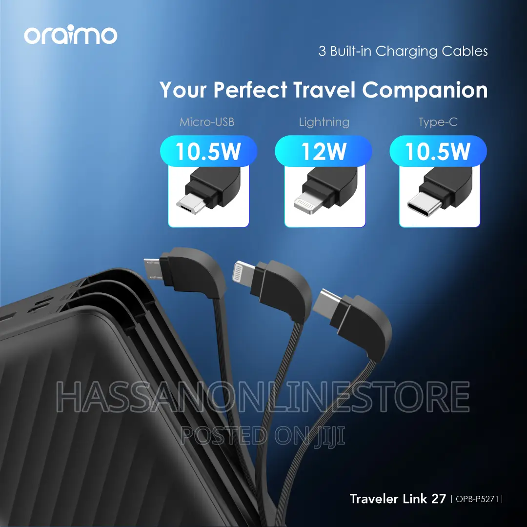 Oraimo Traveler Link 27 27000mah 3 Built-in Charging Cables