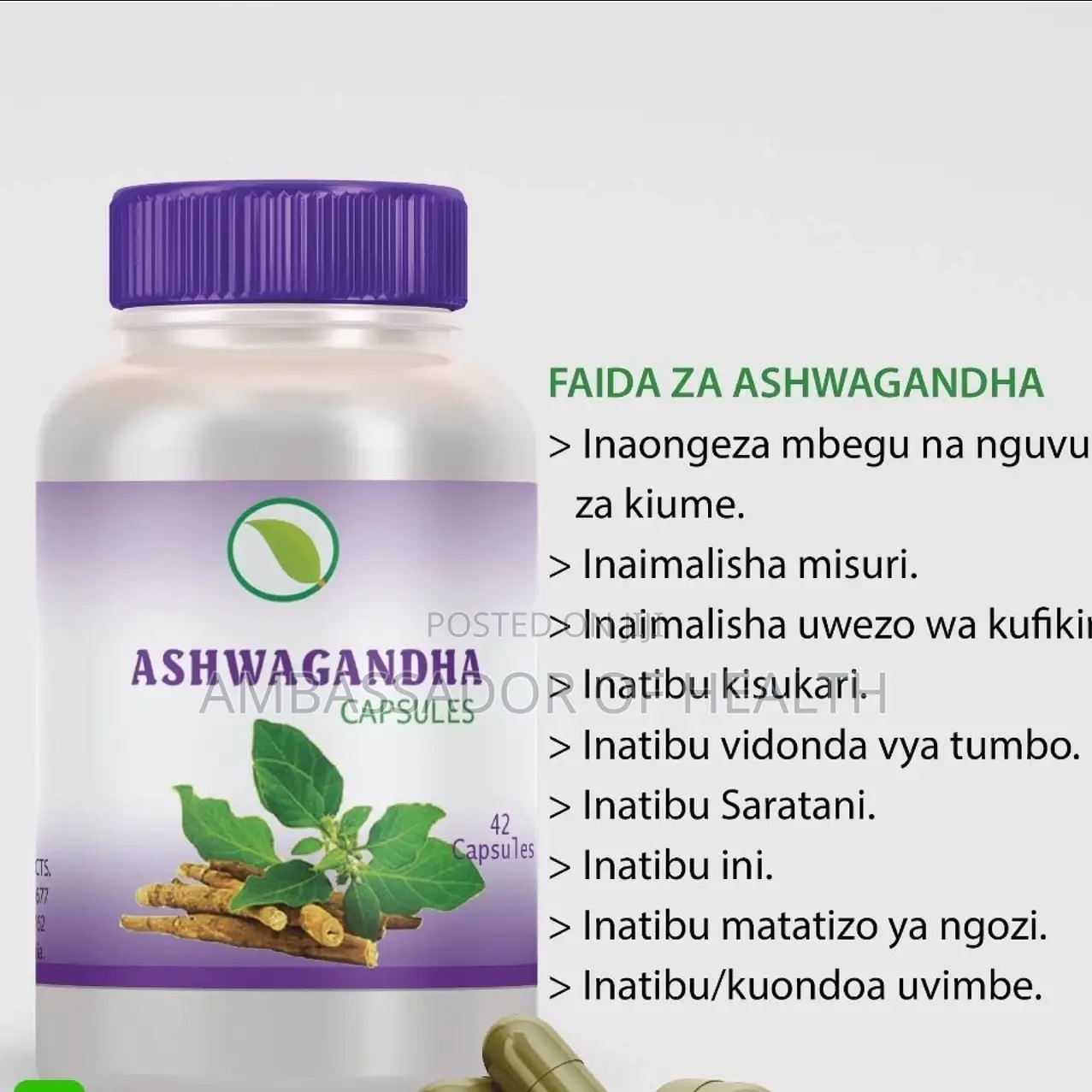 Ashwaganda Capsule Inaondoa Vimbe Mbalimbali Za Mwili