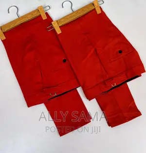Mens Trousers Red Material Cotton Original