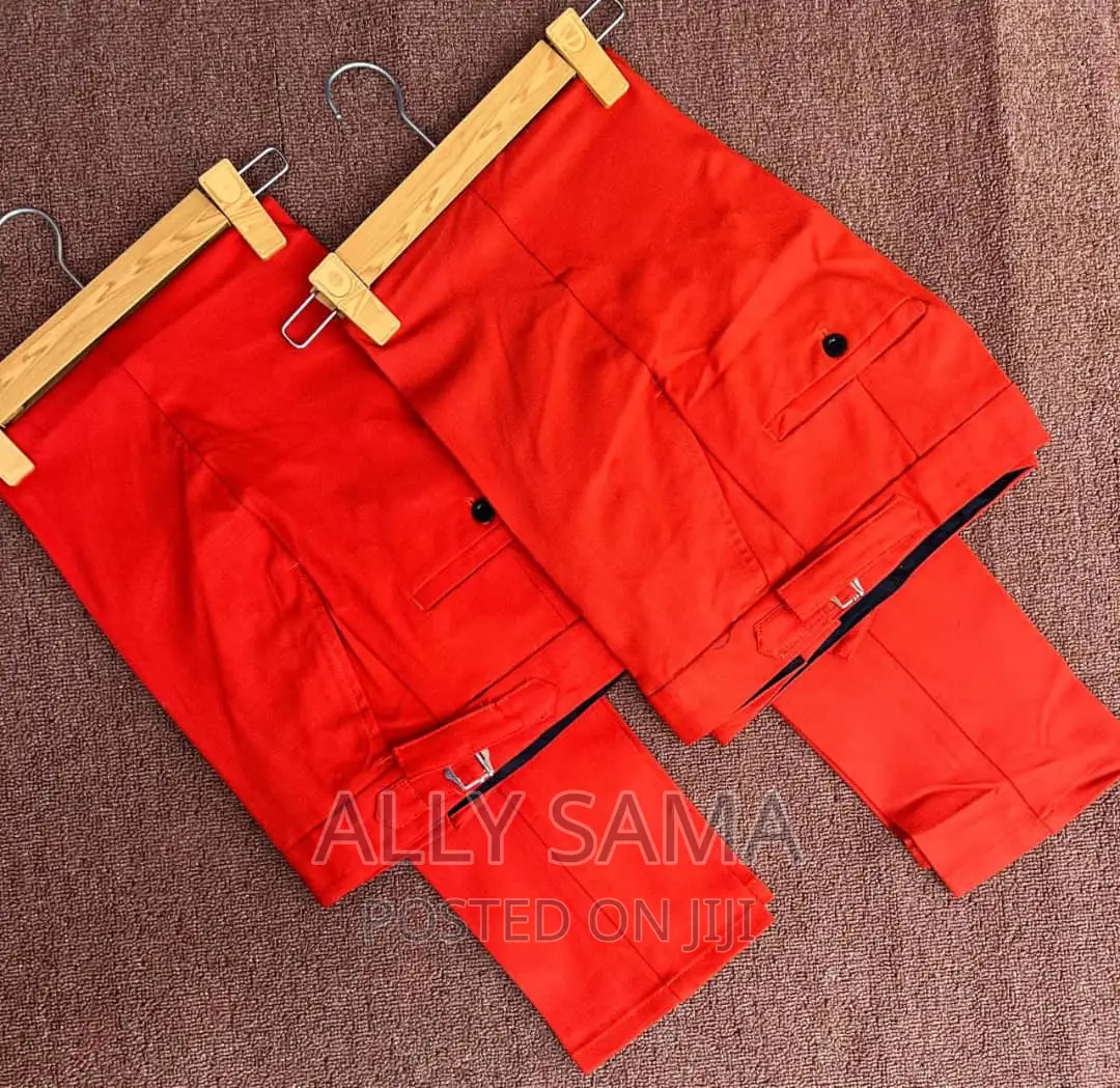 Mens Trousers Red Material Cotton Original