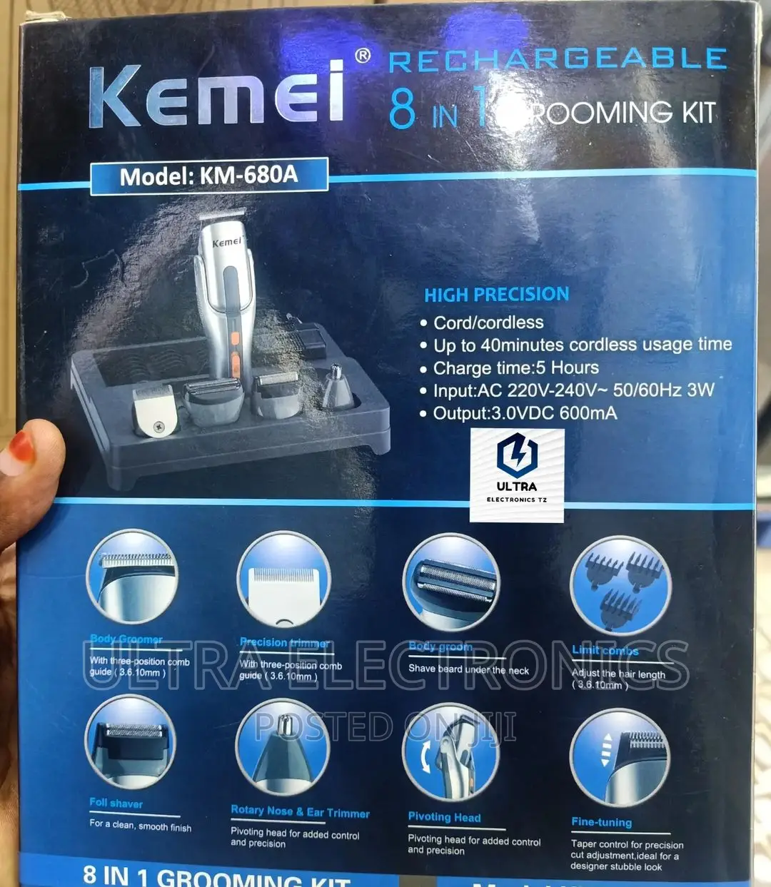 KEMEI PROFESSIONAL Wireless Hair Clipper and Shaver. 8 in 1