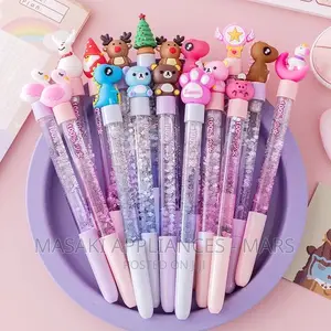 Cute Gel Pens Stationery School Girl Kid Glitter Rubber Gift
