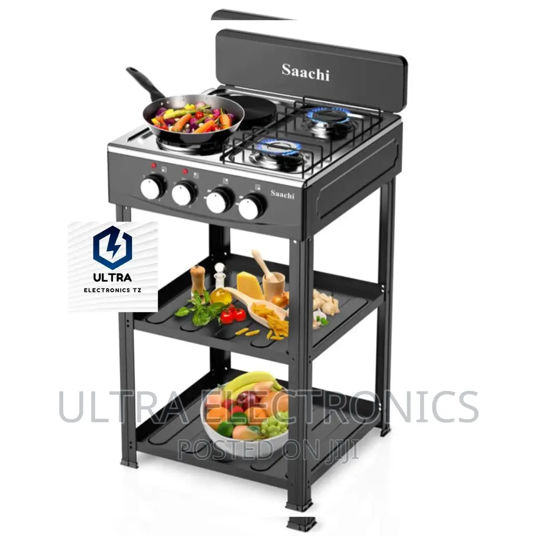 Saachi Cooker Yenye Plate 2 Za Umeme Na Plate 2 Za Gas