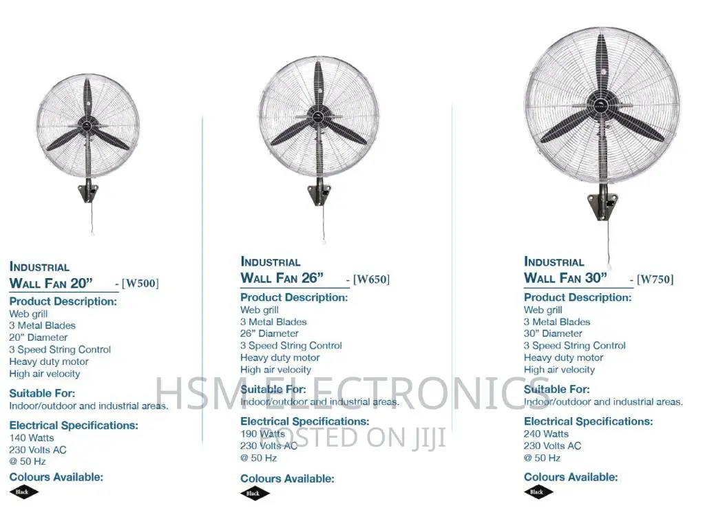 Industrial Wall Fan 20,26,30 Diameter