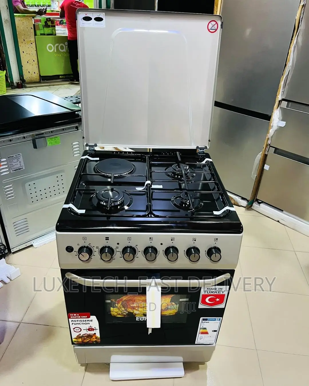 Euron Cooker 3 Gas + 1 Electric Burner + Electric Oven 60×60