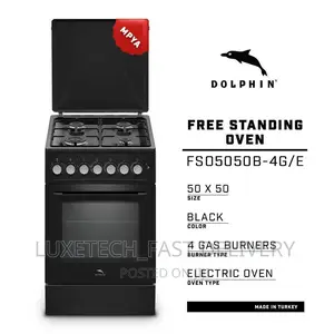Dolphin 4 Gas Burners With Electric Oven 50x50 (Black)