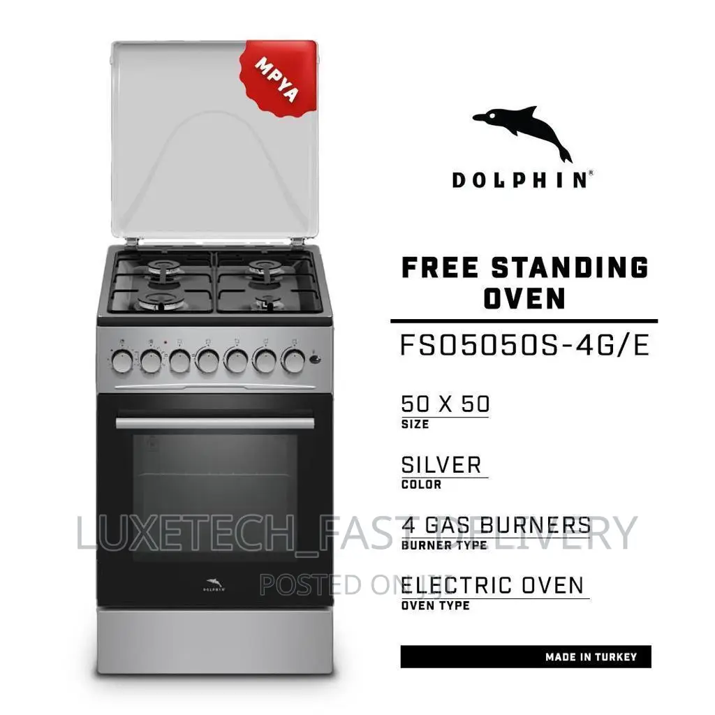 Dolphin 4 Gas Burners With Electric Oven 50x50 (Silver)