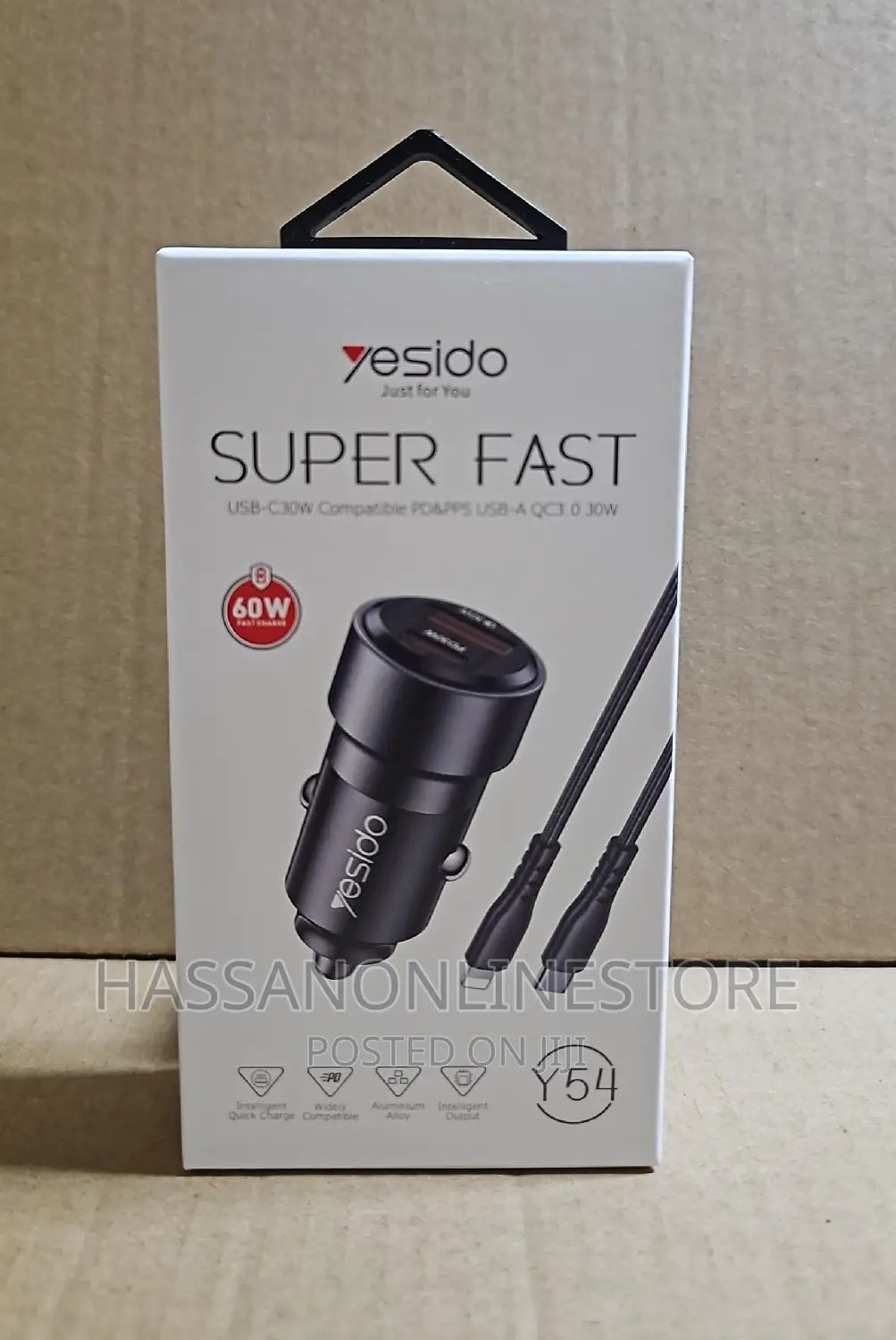 Yesido Y54 With 8 Pin to Type-C/Usb-C Line Car Charger