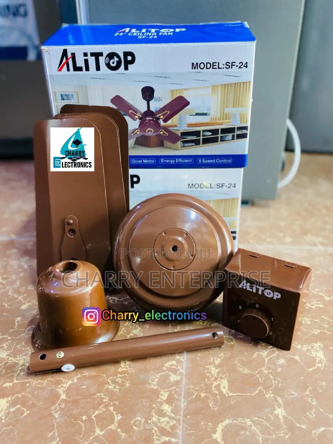 Alitop Ceiling Fan With 4 Blades Size 24" Energy Efficient