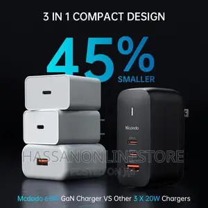McDodo CH-8442 Gan 65W 3-Port Mini Fast Charger