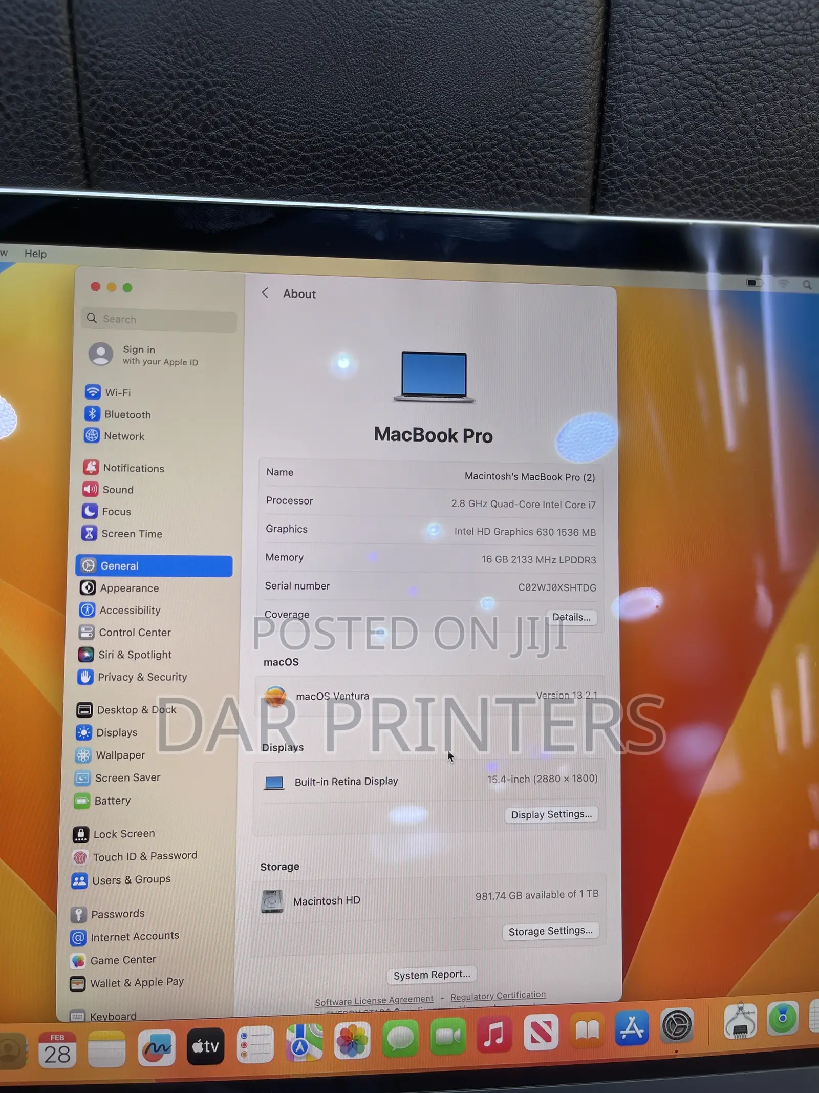 Laptop Apple MacBook Pro 2017 16GB Intel Core I7 SSD 1T