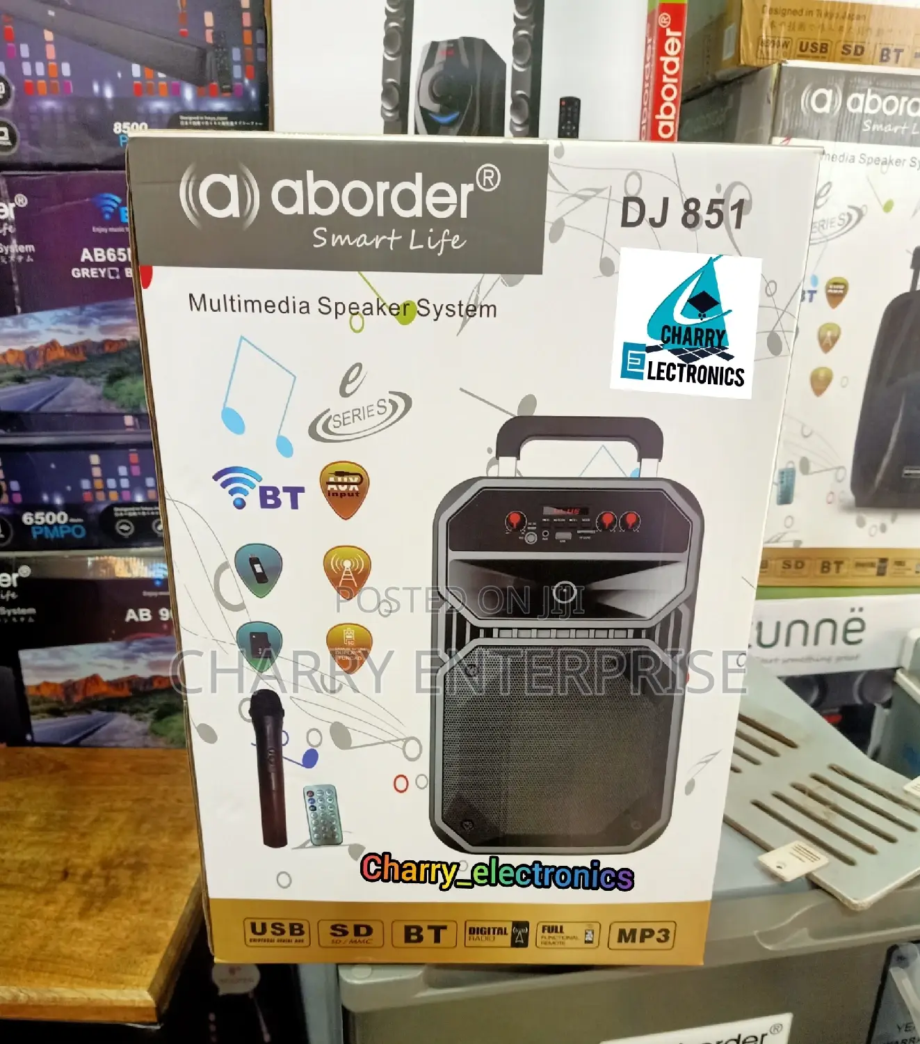 Aborder Rechargeable Speaker With Wireless Mic DJ85130W 8"