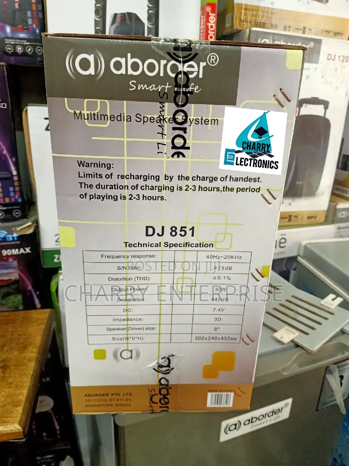 Aborder Rechargeable Speaker With Wireless Mic DJ85130W 8"