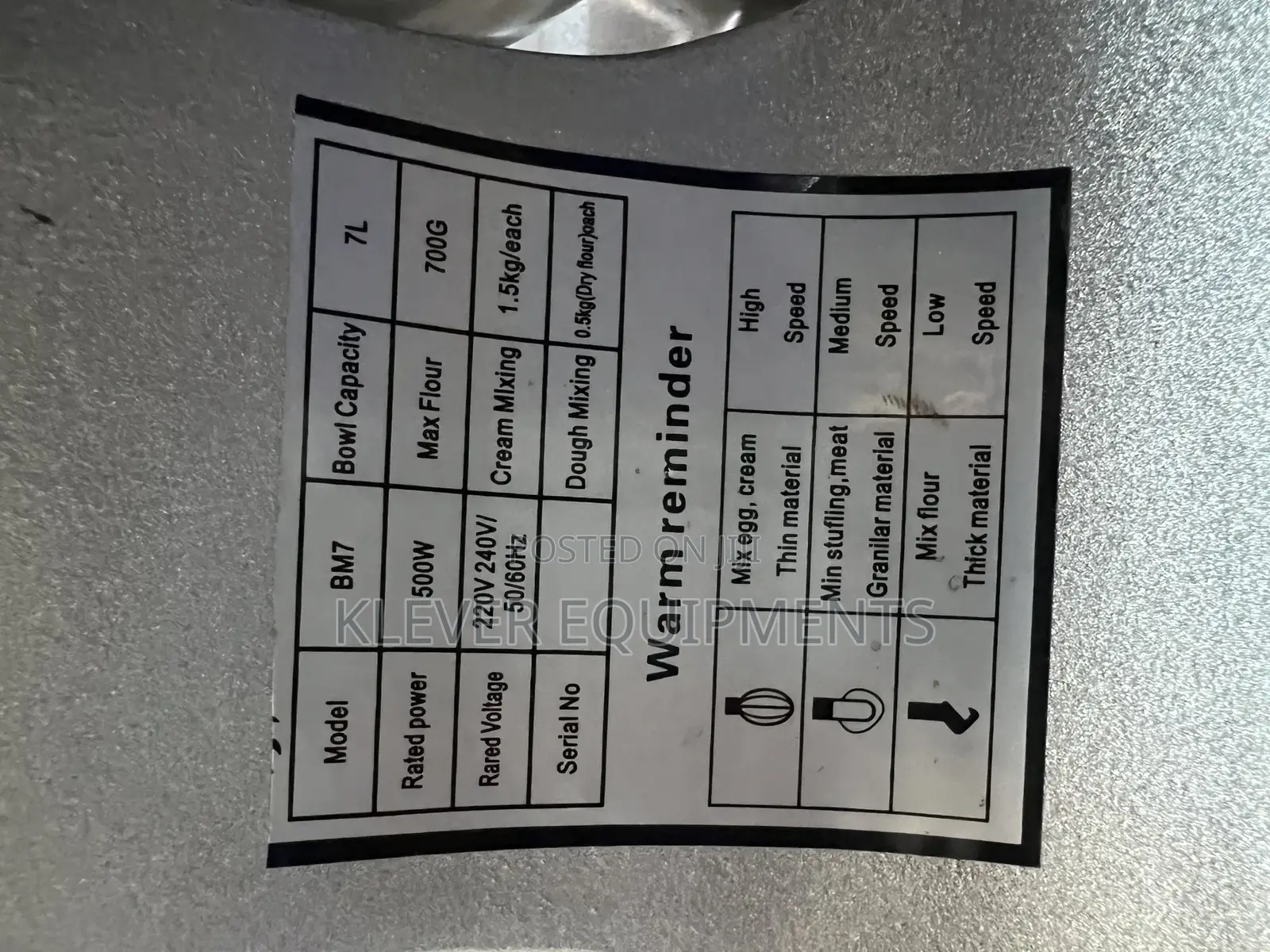 B7 Commercial Food Mixer