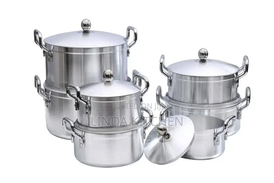 Sufuria Steel (Set Ya Sufuria 7 Na Mifuniko Yake)