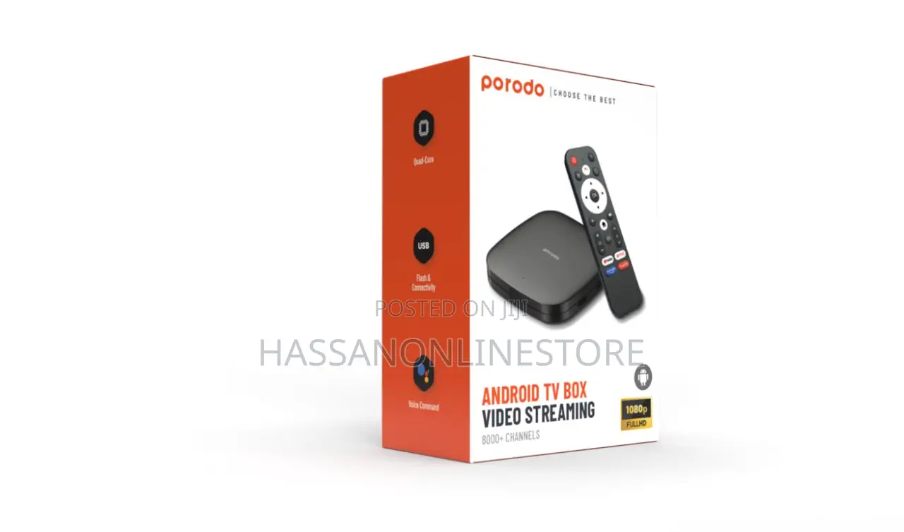 Porodo Android TV Box 1080P 2gb RAM 8gb Rom Support