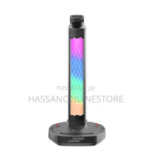 Porodo Gaming RGB Headphone Stand, Wireless Charging USB-C