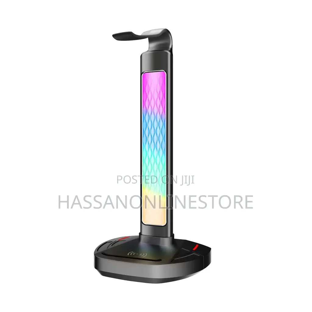 Porodo Gaming RGB Headphone Stand, Wireless Charging USB-C