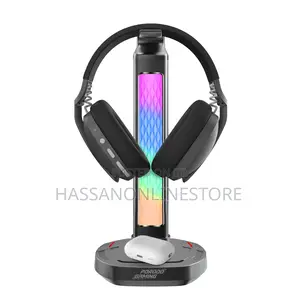 Porodo Gaming RGB Headphone Stand, Wireless Charging USB-C