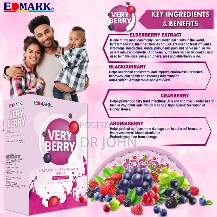 Edmark Very Berry Juice Safi Na Salama Inaotibu Magonjwa Nk.