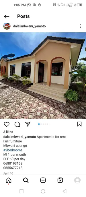 Furnished 2bdrm House in Mbweni Ubungo for rent