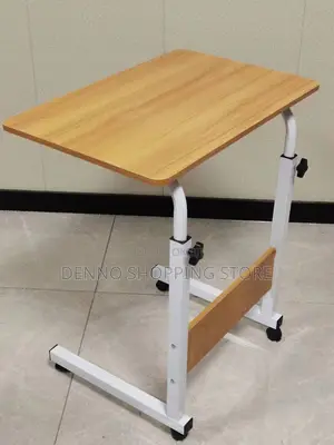 Laptop Table Wood Color With White Stand/Meza Ya Kompyuta