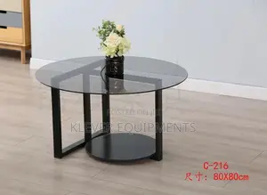 Luxury Round Edges Tempered Glass and Metal Coffee Table