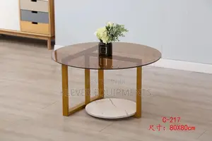 Luxury Round Edges Tempered Glass and Metal Coffee Table