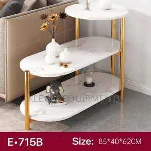 Compact Wooden Side Table With 3 Shelves