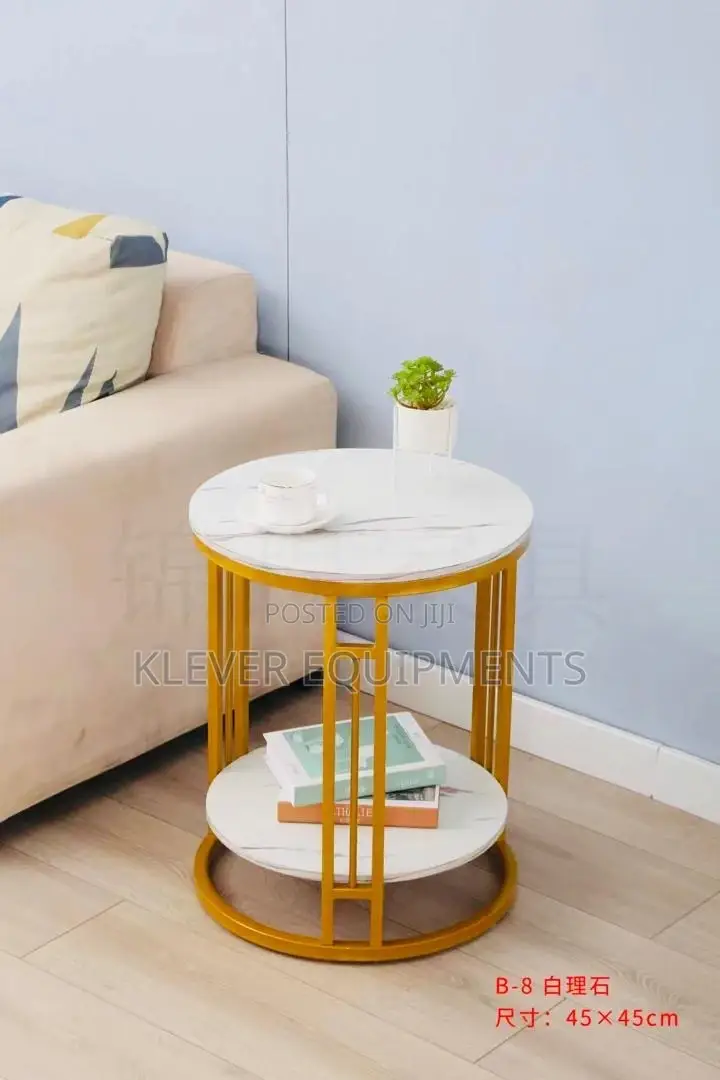 Modern Metal Gold Double Tier End Table