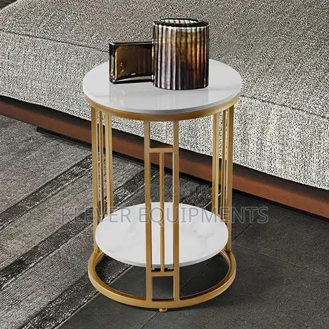 Modern Metal Gold Double Tier End Table