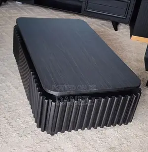 Coffee Table Nyeusi Na Droo Mbao Ngumu Sana