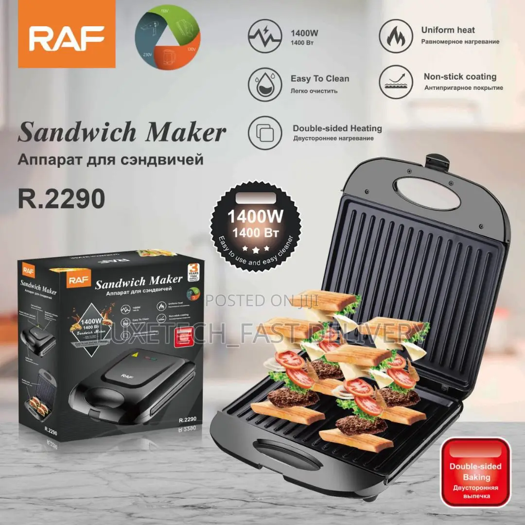 Sandwich Maker 1400w Non-Stick Coated Double Sided Heating