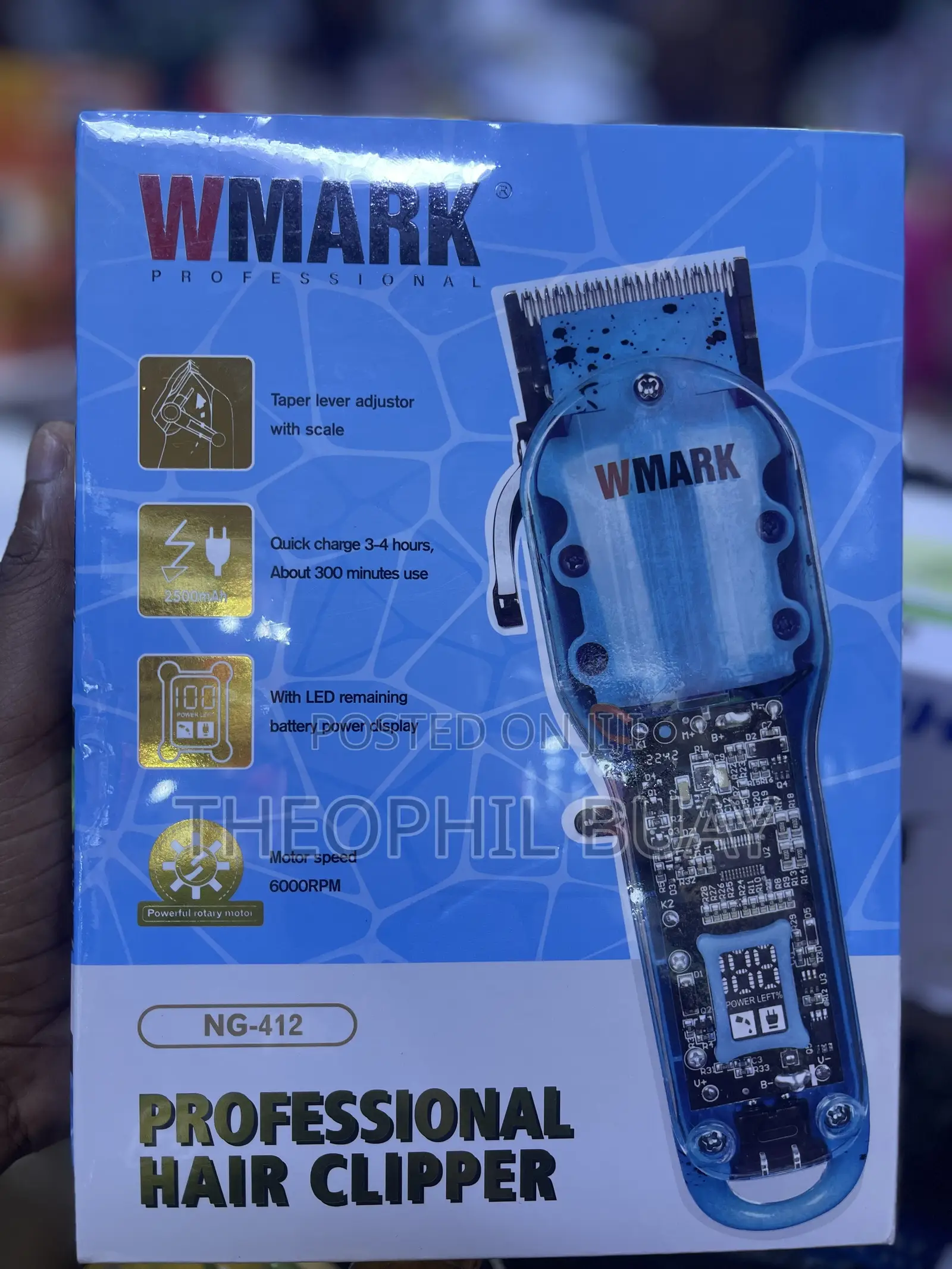 Electric Hair Trimmer WMARK NG-412 Transparent High Torque