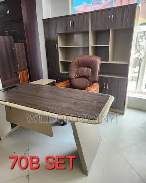 Executive Table + Executive Chair + Office Cabinet Full Set