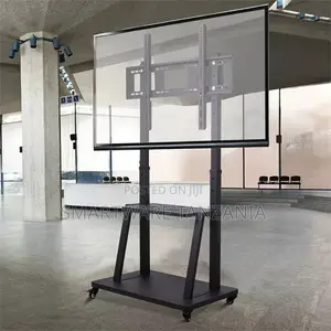 32-75" Mobile TV Floor Stand With Mount Shelves 4 Wheels