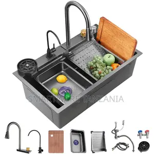 Kitchen Sink With Waterfall, Single Bowl And Multifunctional