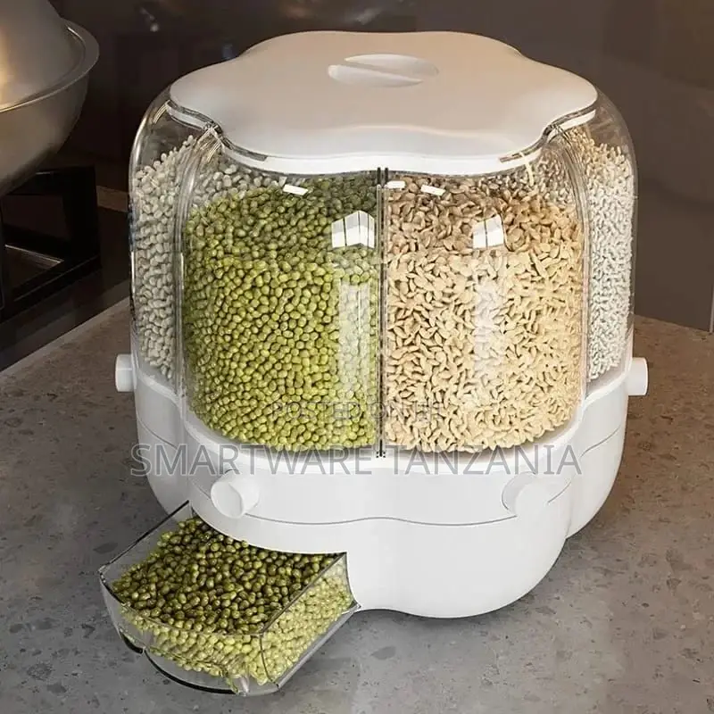 6 Grid Multiple Food Dispenser Dry Food Rice Storage Bucket