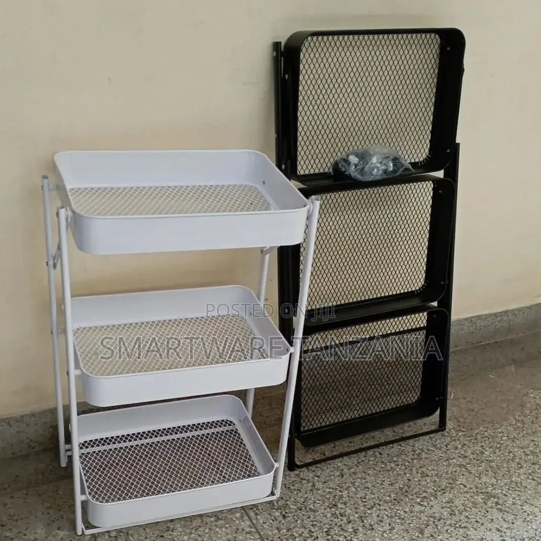Storage Trolley,Foldable Storage Trolley 3-Tier Storage Cart