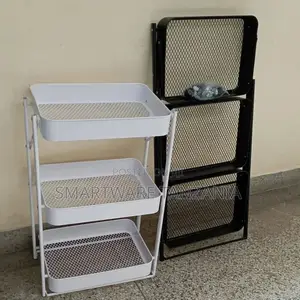 Storage Trolley,Foldable Storage Trolley 3-Tier Storage Cart