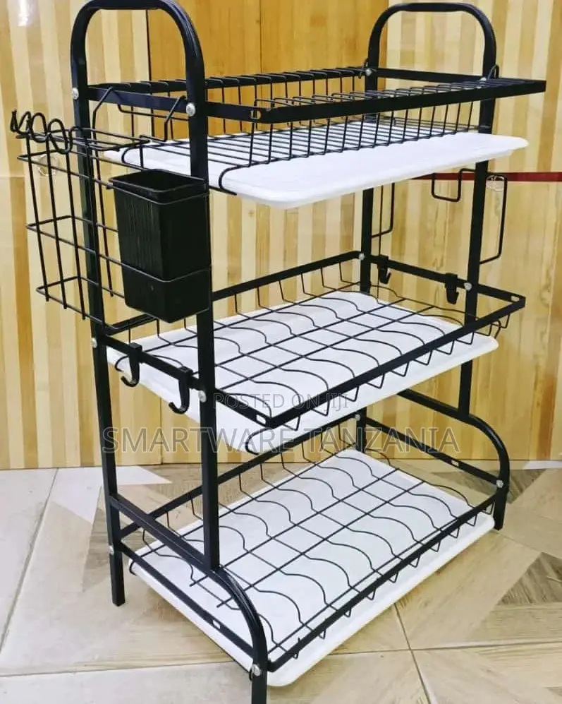Drying Rack, Metal 3-Tier Large Capacity Dish Rack Tray